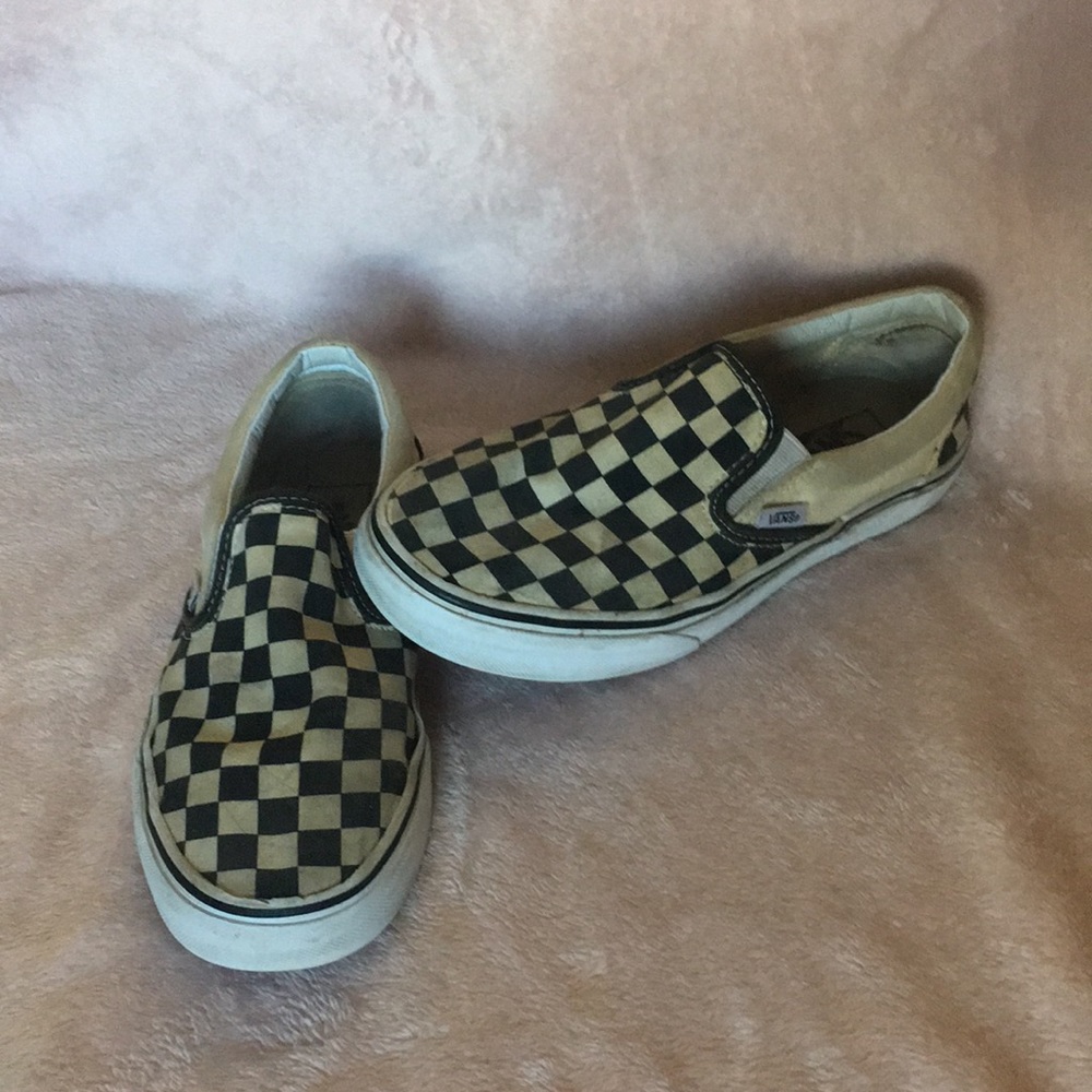 Black and White Checkered Slip On Vans